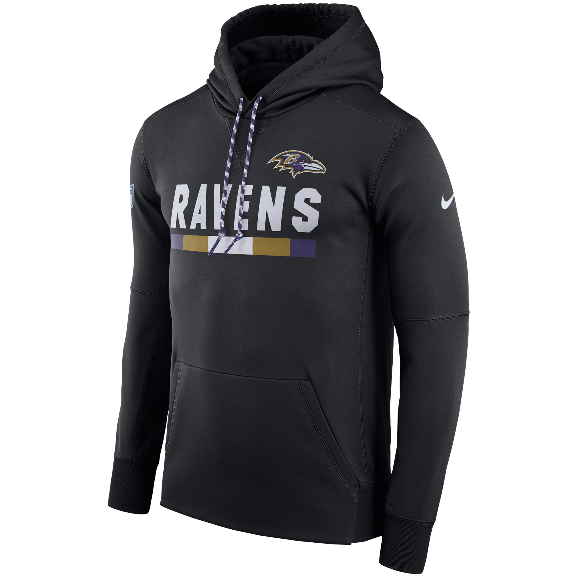 NFL Men Baltimore Ravens Nike Black Sideline ThermaFit Performance PO Hoodie->youth nfl jersey->Youth Jersey